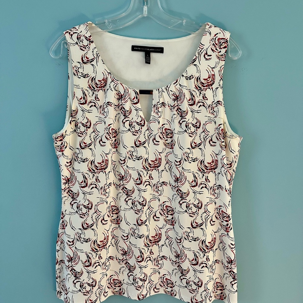 White House Black Market abstract Sleeveless Blouse - Red and Black